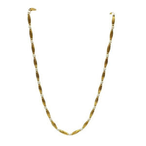 Anne Klein Faux Pearl Beaded Rice Beads Chain Necklace Gold Tone Vintage